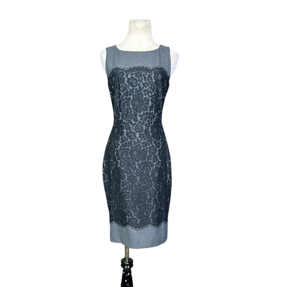 Banana Republic gray black lace overlay sheath dress size 0